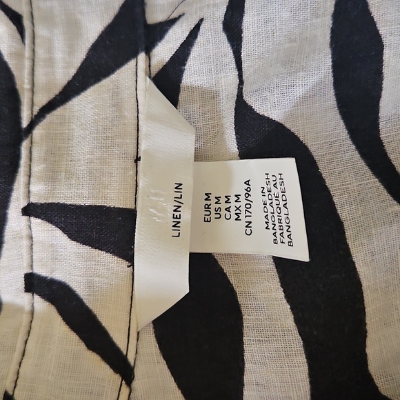 H&M Black and White Print Linen Shirt - Picture 2 of 3